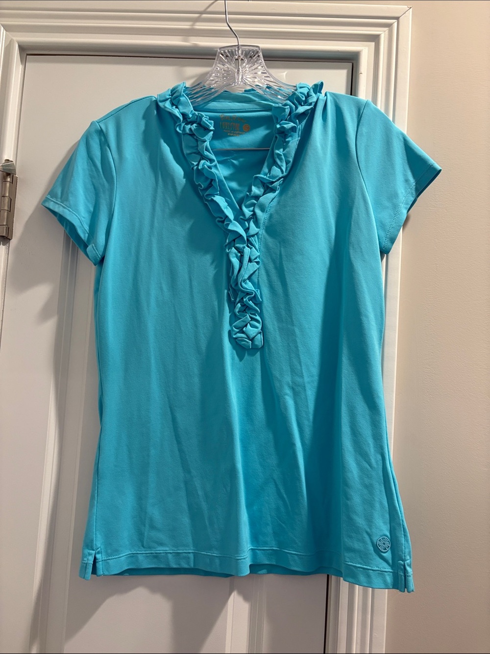 Lilly Pulitzer Aqua Ruffle Polo